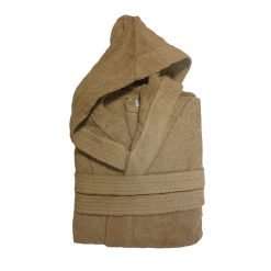 Accappatoio spugna cammello con cappuccio