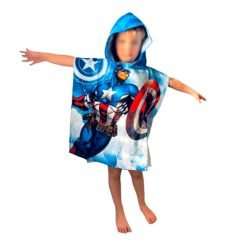 Poncho mare bambini Avengers azzurro 55x110cm