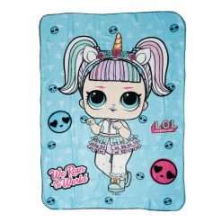 Coperta plaid in pile Lol Surprise Unicorno 100x140cm