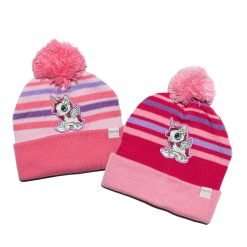Cappello cuffia con pon pon rosa Unicorno